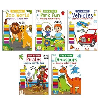 Pick & Paint Coloring Activity Books For Boys (pack Of 5)