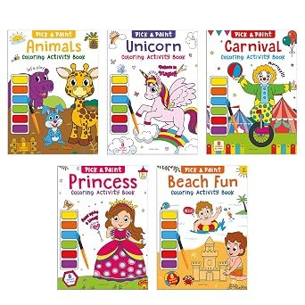 Pick & Paint Coloring Activity Books For Girls (pack Of 5)